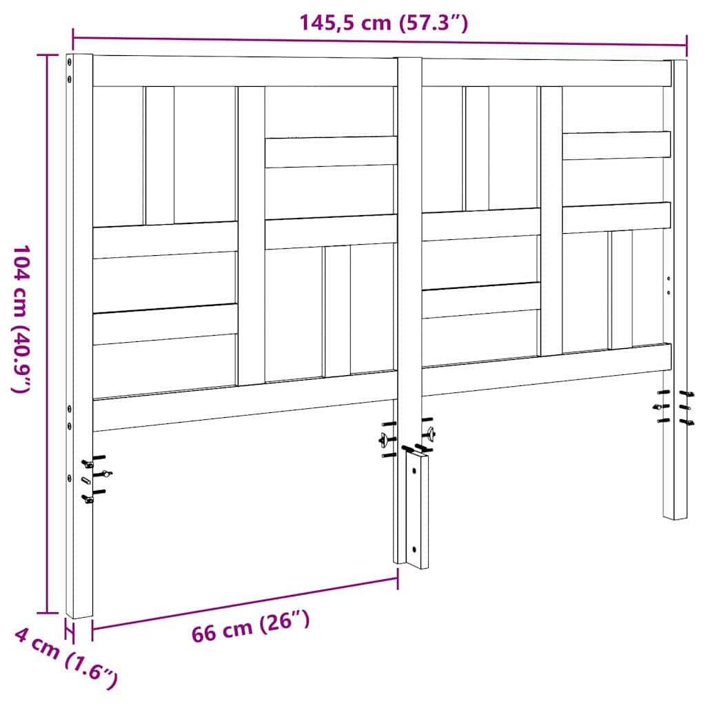 Bed Hoofdbord Wasbruin 145,5 x 4 x 104 cm Massief grenenhout is nu te koop bij PeponiXL, paradijselijk wonen!