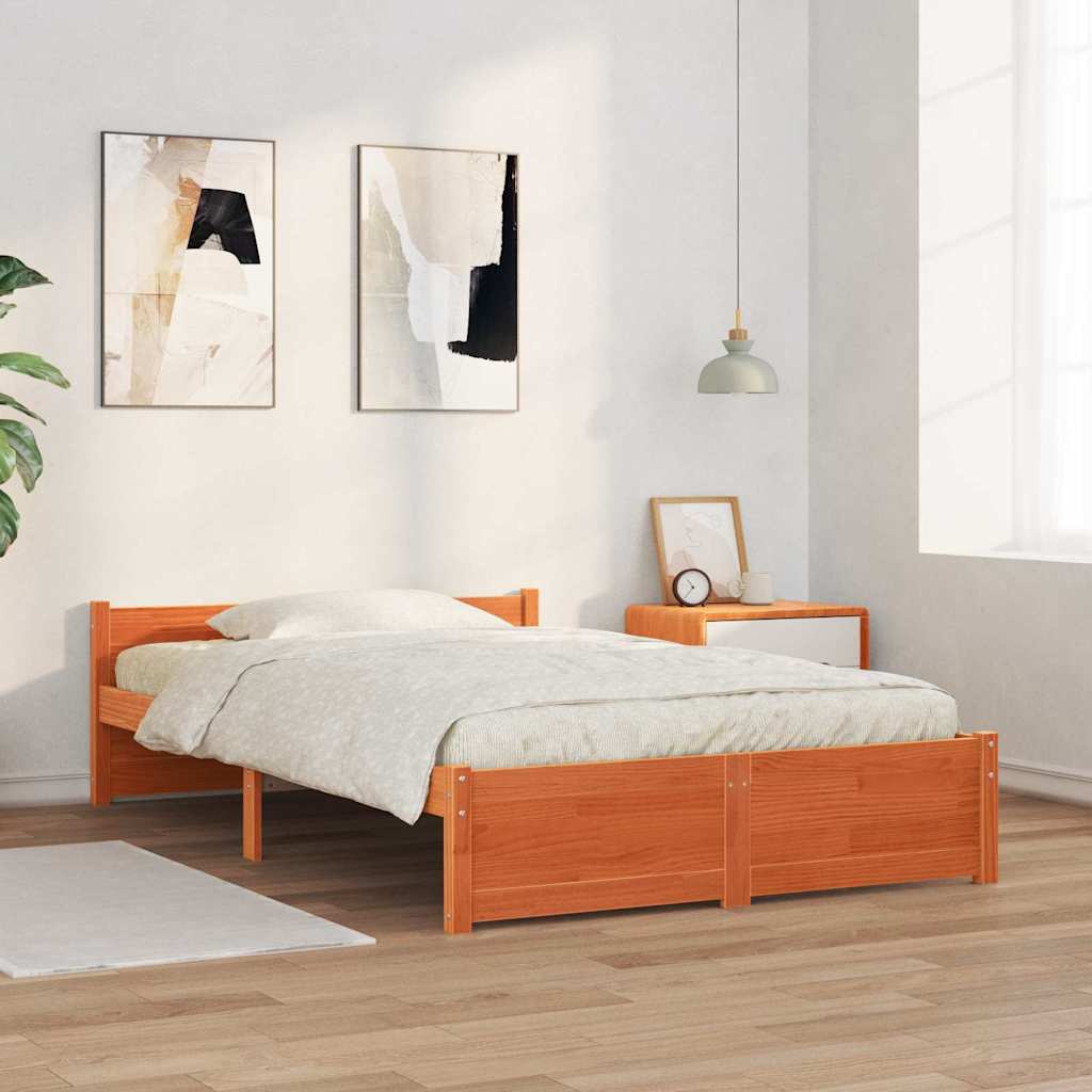 Bedframe Wasbruin 195,5 x 140,5 x 51 cm Massief grenenhout is nu te koop bij PeponiXL, paradijselijk wonen!