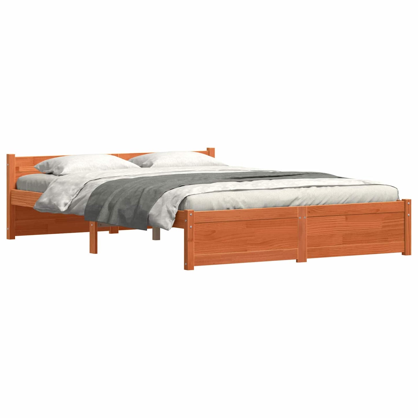 Bedframe Wasbruin 195,5 x 145,5 x 51 cm Massief grenenhout is nu te koop bij PeponiXL, paradijselijk wonen!