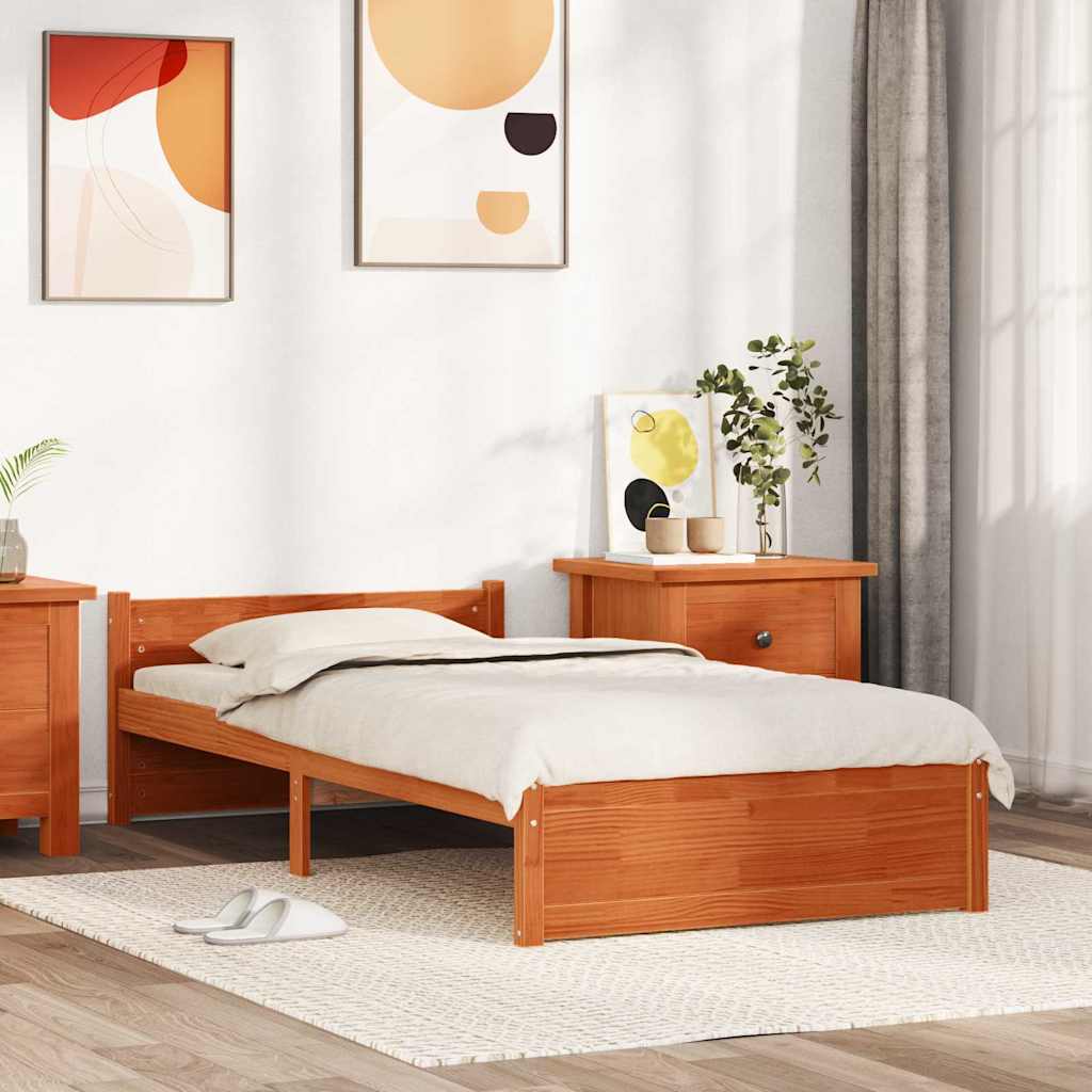 Bedframe Wasbruin 205.5 x 95.5 x 51 cm Massief grenenhout is nu te koop bij PeponiXL, paradijselijk wonen!