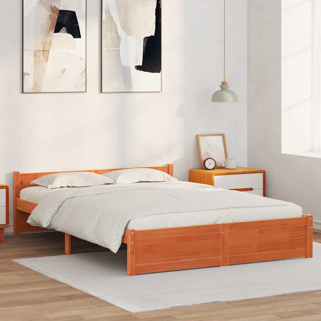 Bedframe Wasbruin 205,5 x 145,5 x 51 cm Massief grenenhout is nu te koop bij PeponiXL, paradijselijk wonen!