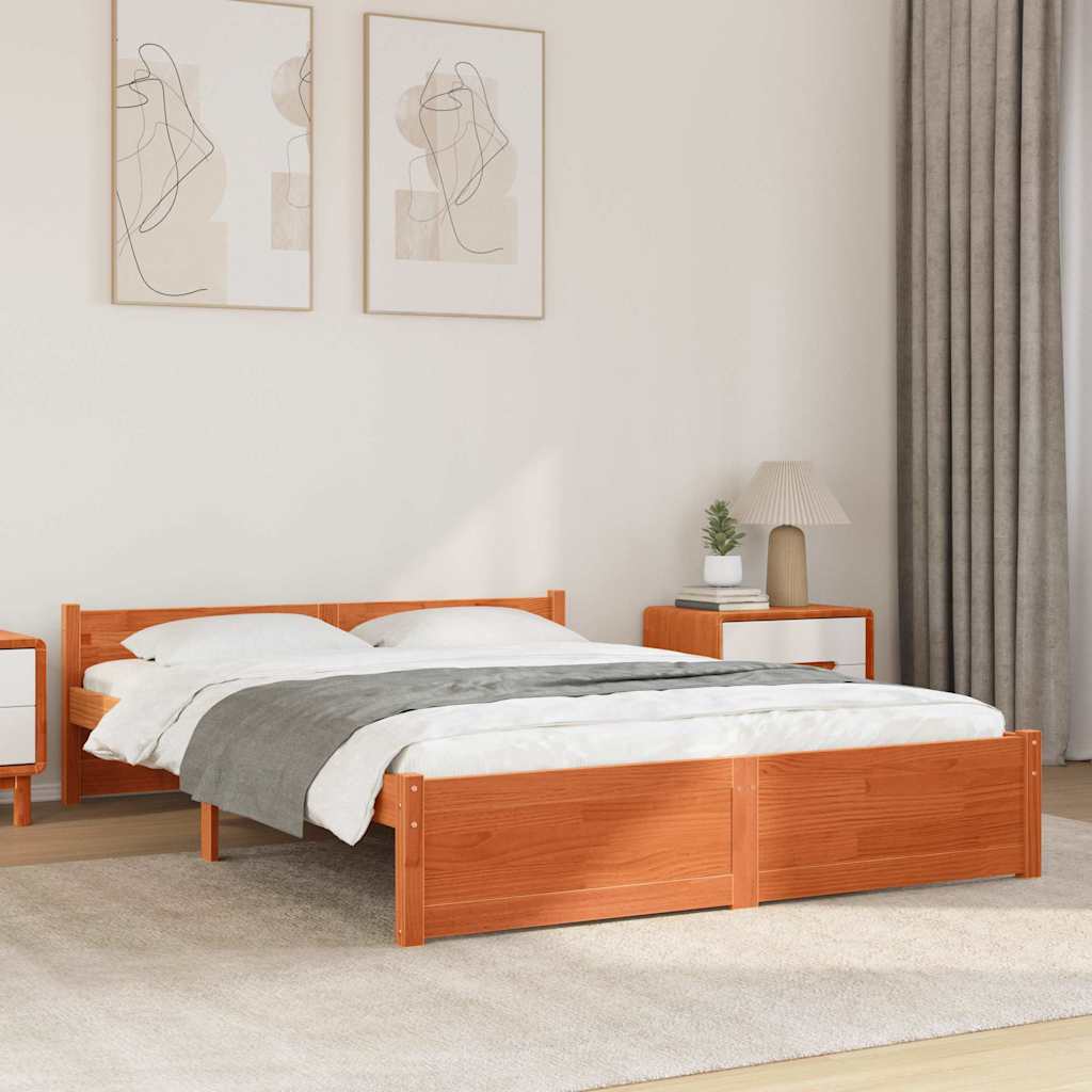 Bedframe Wasbruin 205,5 x 165,5 x 51 cm Massief grenenhout is nu te koop bij PeponiXL, paradijselijk wonen!