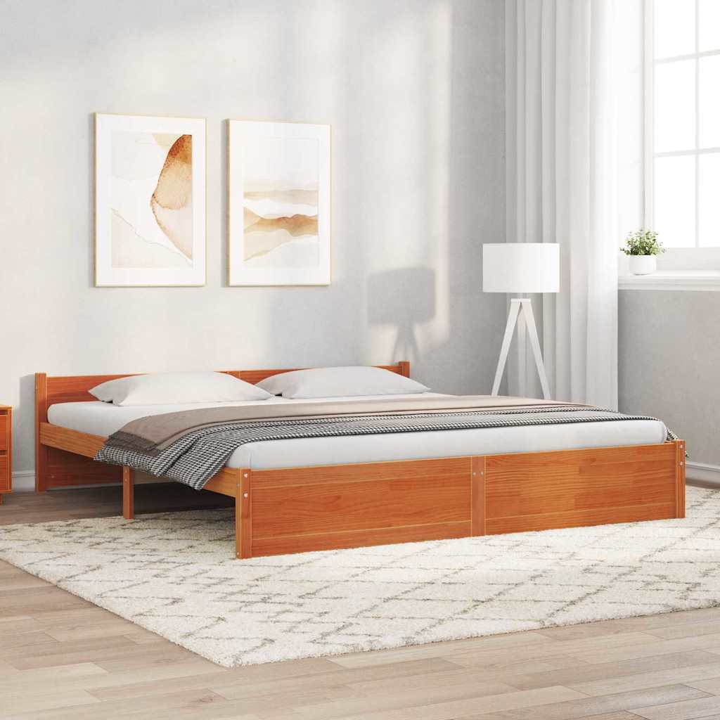Bedframe Wasbruin 205,5 x 185,5 x 51 cm Massief grenenhout is nu te koop bij PeponiXL, paradijselijk wonen!