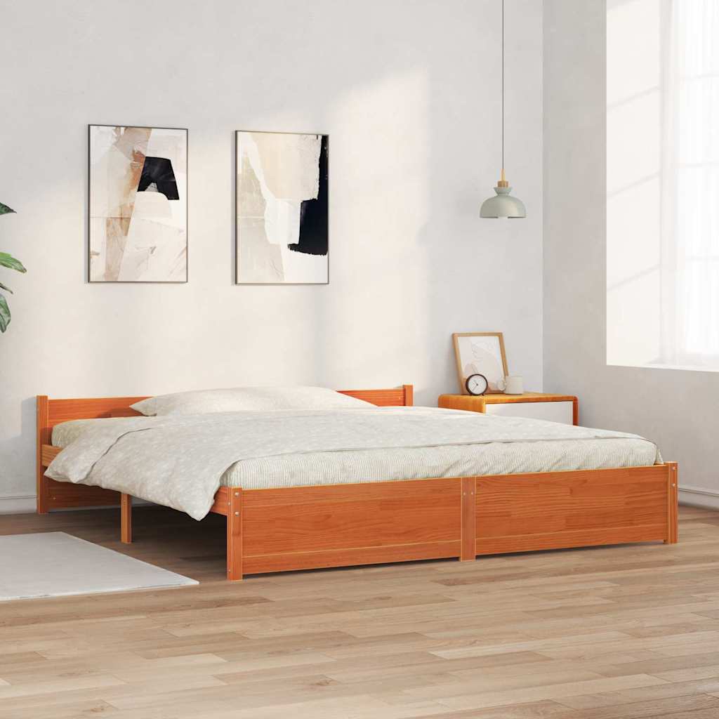Bedframe Wasbruin 205,5 x 185,5 x 51 cm Massief grenenhout is nu te koop bij PeponiXL, paradijselijk wonen!