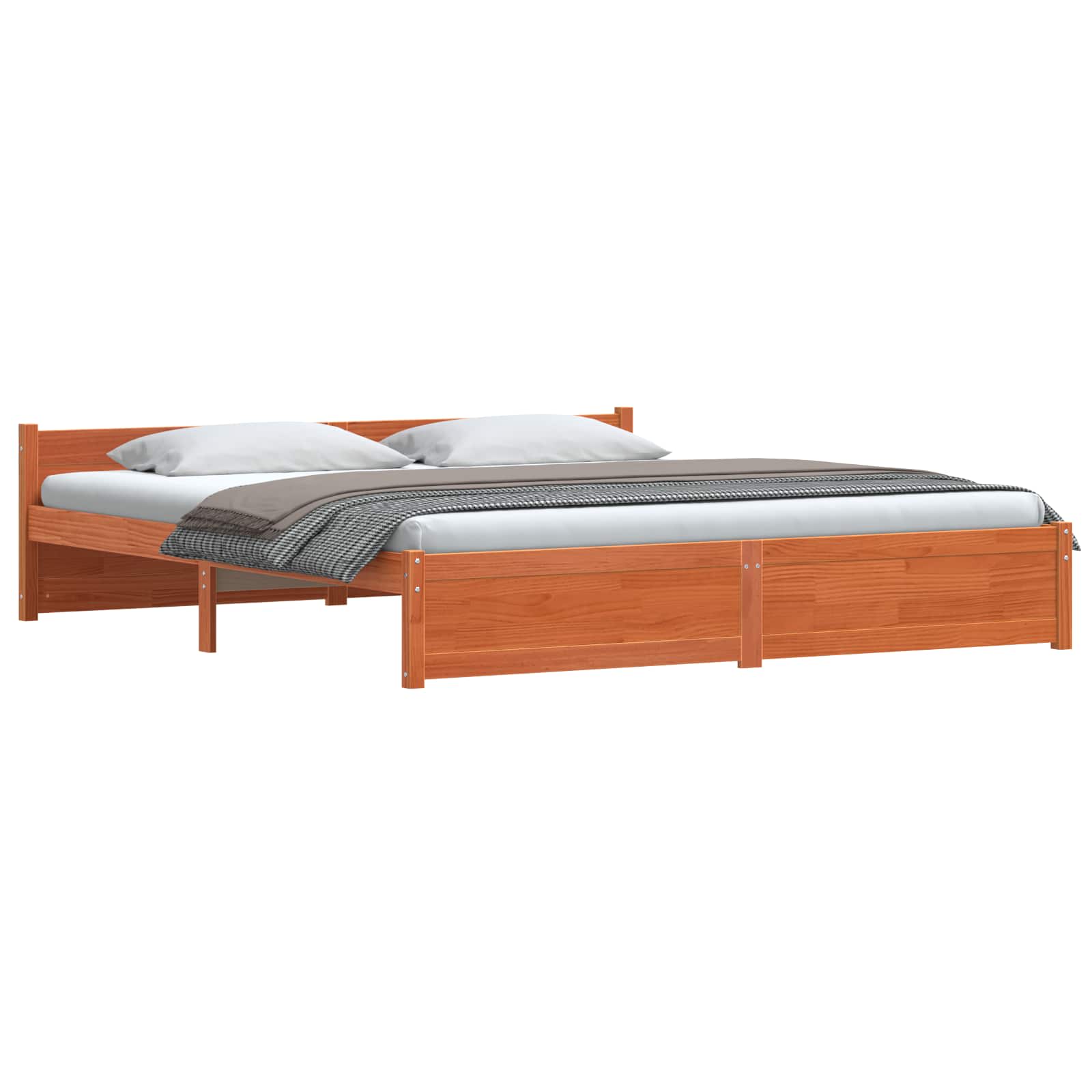 Bedframe Wasbruin 205,5 x 185,5 x 51 cm Massief grenenhout is nu te koop bij PeponiXL, paradijselijk wonen!