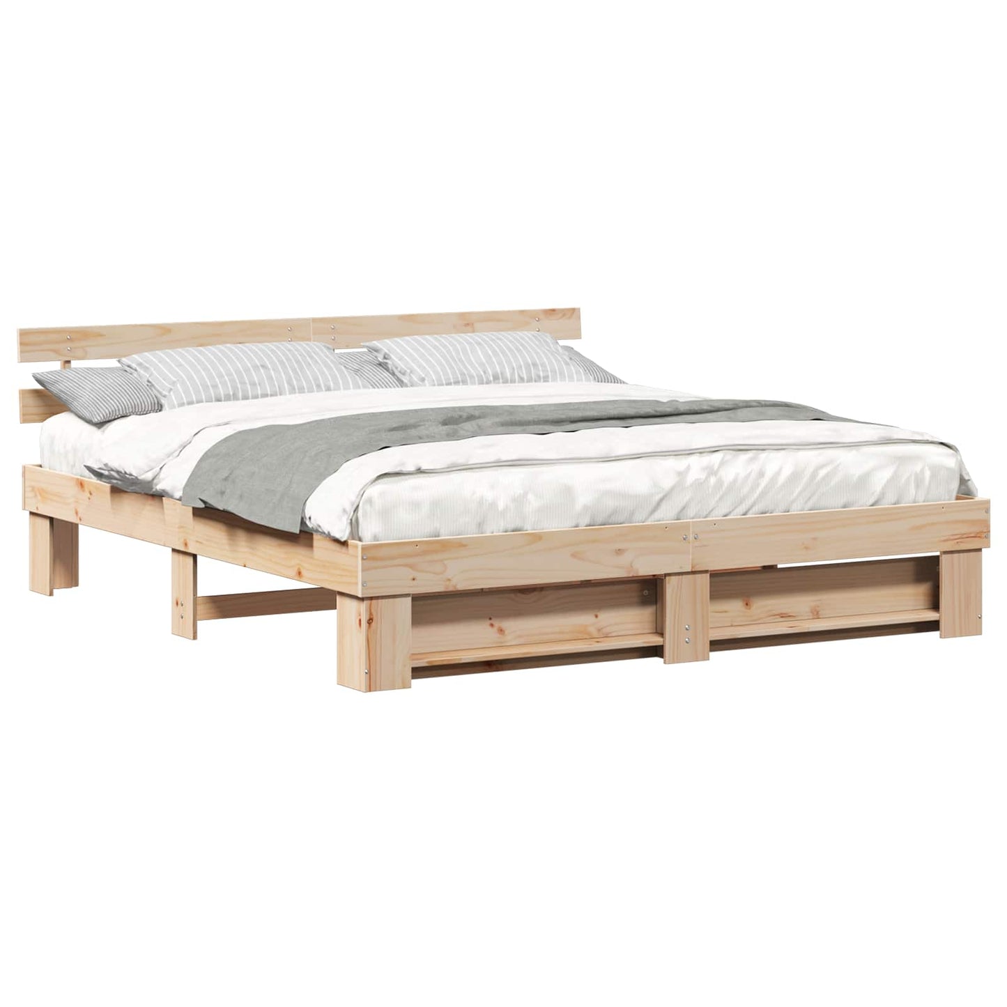 Bedframe met hoofdeinde Bruin 180 x 200 cm Massief grenenhout is nu te koop bij PeponiXL, paradijselijk wonen!