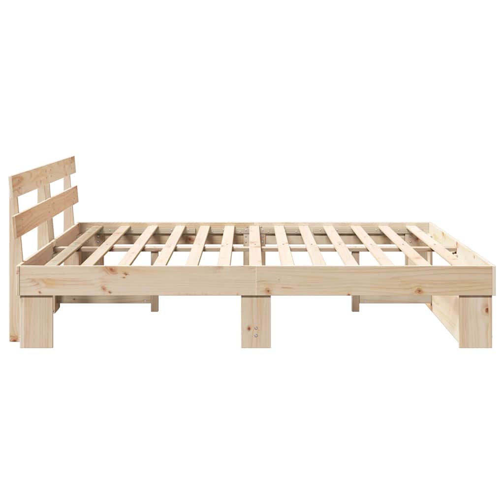 Bedframe met hoofdeinde Bruin 180 x 200 cm Massief grenenhout is nu te koop bij PeponiXL, paradijselijk wonen!