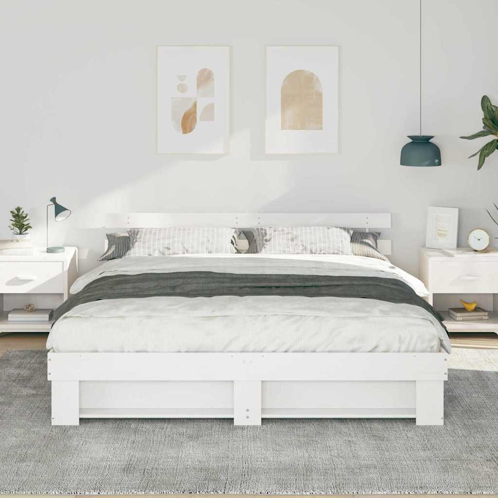 Bedframe met hoofdeinde Wit 180 x 200 cm Massief grenenhout is nu te koop bij PeponiXL, paradijselijk wonen!
