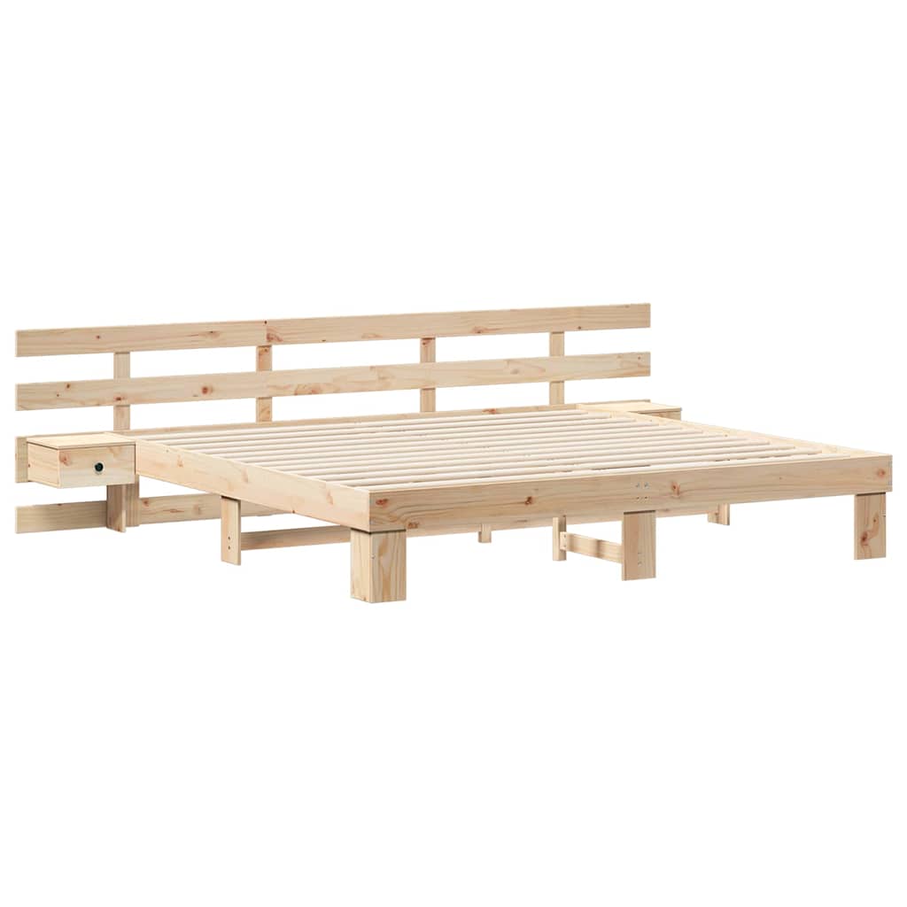 Bedframe met hoofdeinde Bruin 200 x 200 cm Massief grenenhout is nu te koop bij PeponiXL, paradijselijk wonen!
