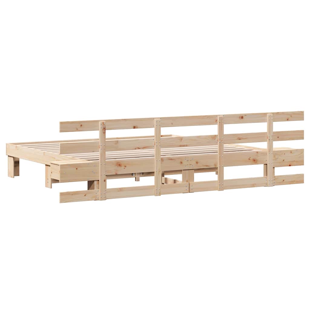 Bedframe met hoofdeinde Bruin 200 x 200 cm Massief grenenhout is nu te koop bij PeponiXL, paradijselijk wonen!