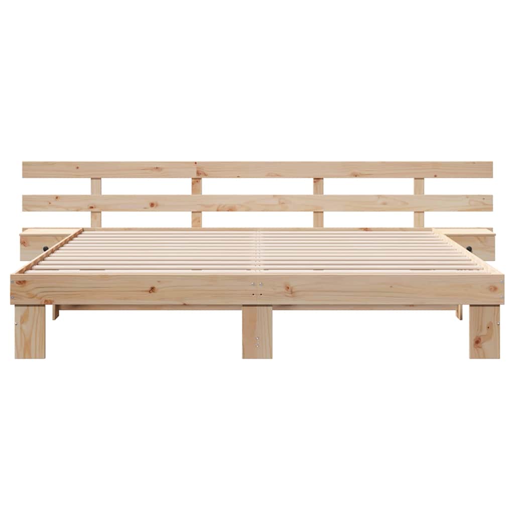 Bedframe met hoofdeinde Bruin 200 x 200 cm Massief grenenhout is nu te koop bij PeponiXL, paradijselijk wonen!