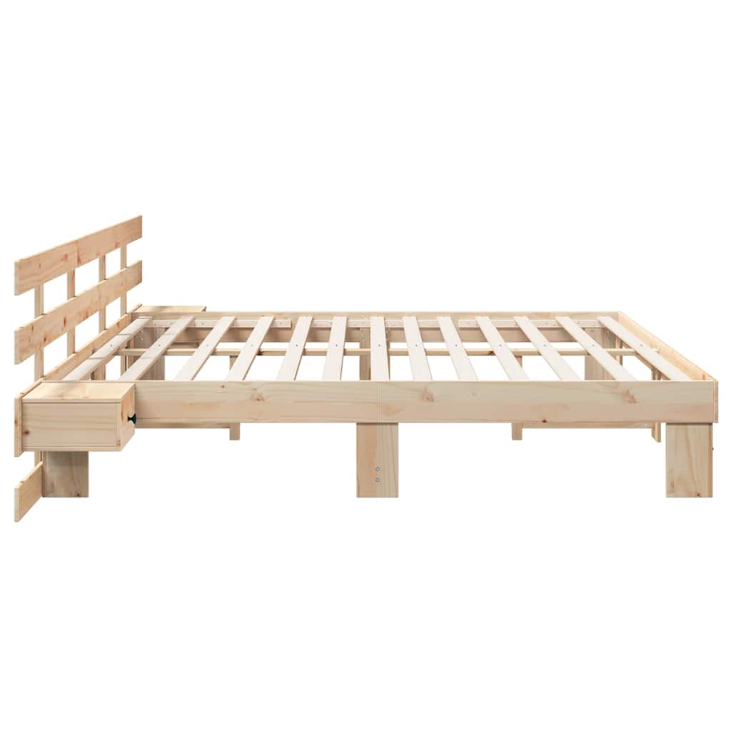 Bedframe met hoofdeinde Bruin 200 x 200 cm Massief grenenhout is nu te koop bij PeponiXL, paradijselijk wonen!