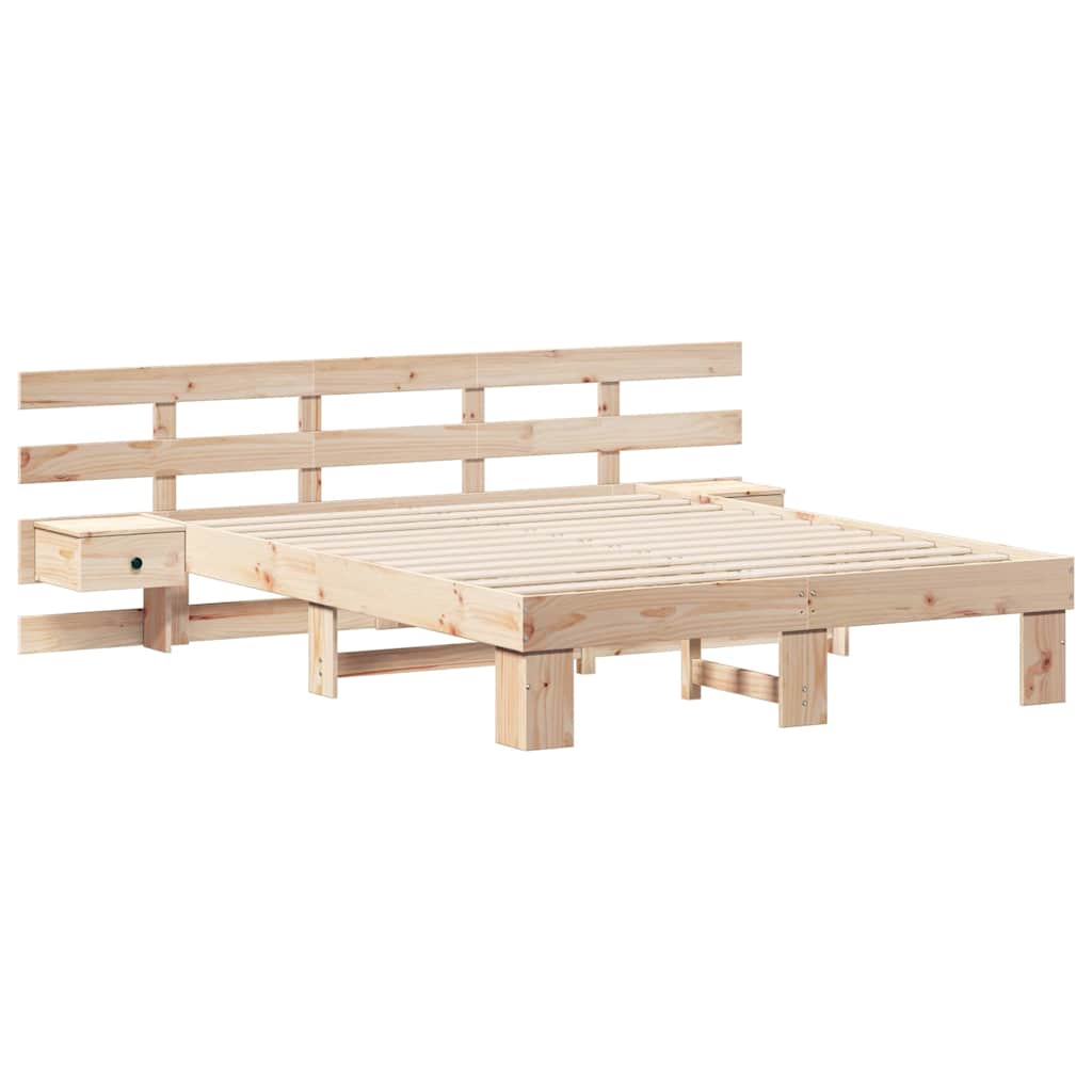 Bedframe met hoofdeinde Bruin 150 x 200 cm Massief grenenhout is nu te koop bij PeponiXL, paradijselijk wonen!