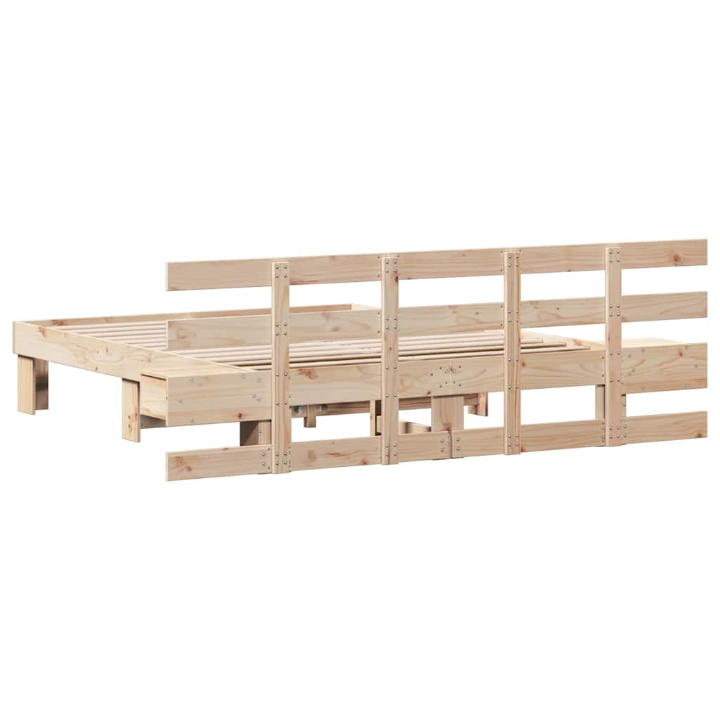 Bedframe met hoofdeinde Bruin 150 x 200 cm Massief grenenhout is nu te koop bij PeponiXL, paradijselijk wonen!