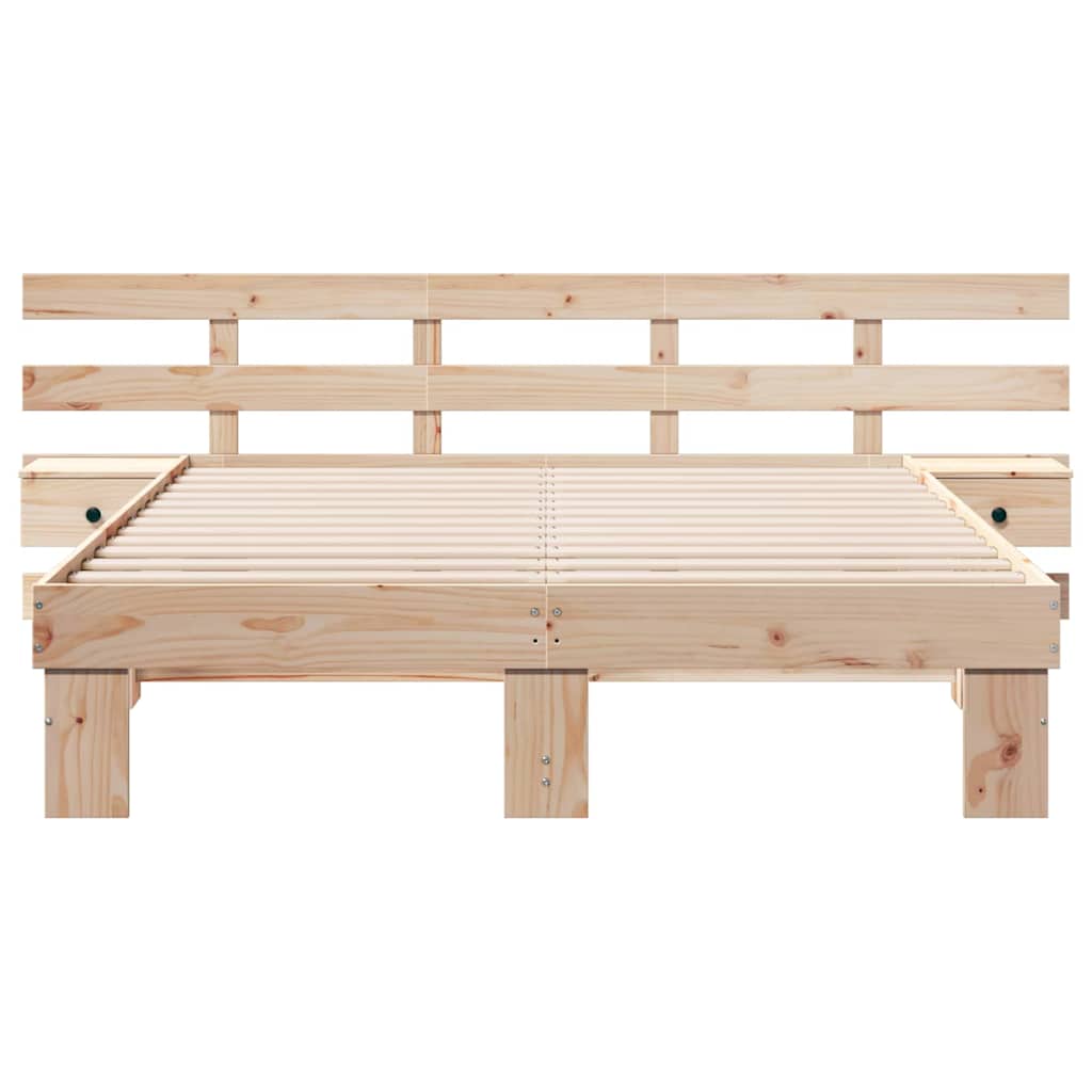 Bedframe met hoofdeinde Bruin 150 x 200 cm Massief grenenhout is nu te koop bij PeponiXL, paradijselijk wonen!
