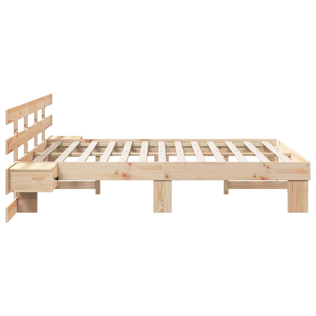 Bedframe met hoofdeinde Bruin 150 x 200 cm Massief grenenhout is nu te koop bij PeponiXL, paradijselijk wonen!