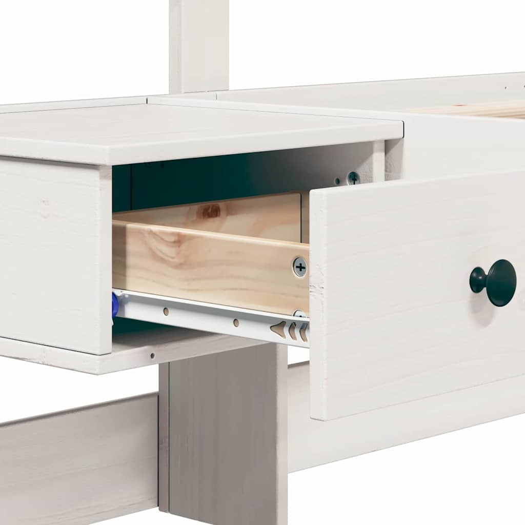 Bedframe met hoofdeinde Wit 150 x 200 cm Massief grenenhout is nu te koop bij PeponiXL, paradijselijk wonen!
