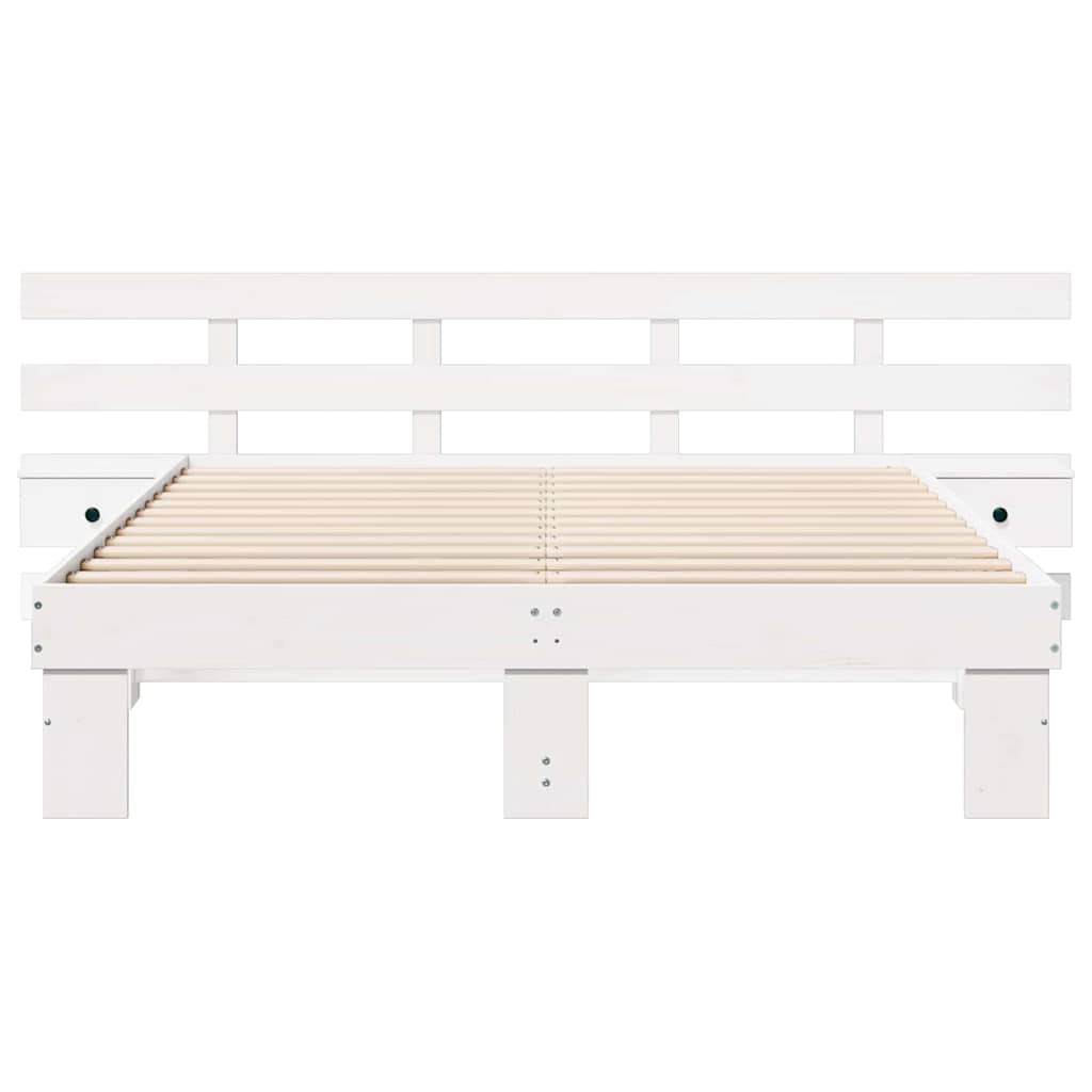 Bedframe met hoofdeinde Wit 150 x 200 cm Massief grenenhout is nu te koop bij PeponiXL, paradijselijk wonen!