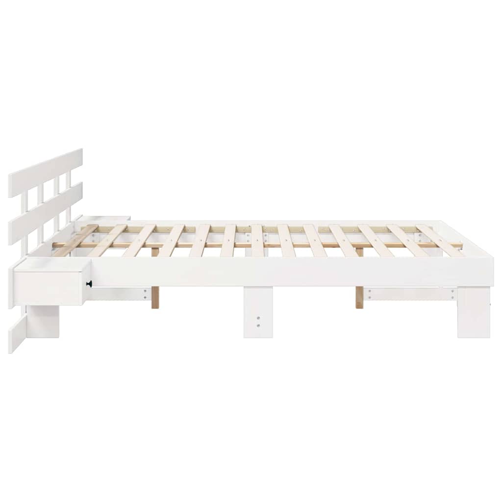 Bedframe met hoofdeinde Wit 150 x 200 cm Massief grenenhout is nu te koop bij PeponiXL, paradijselijk wonen!