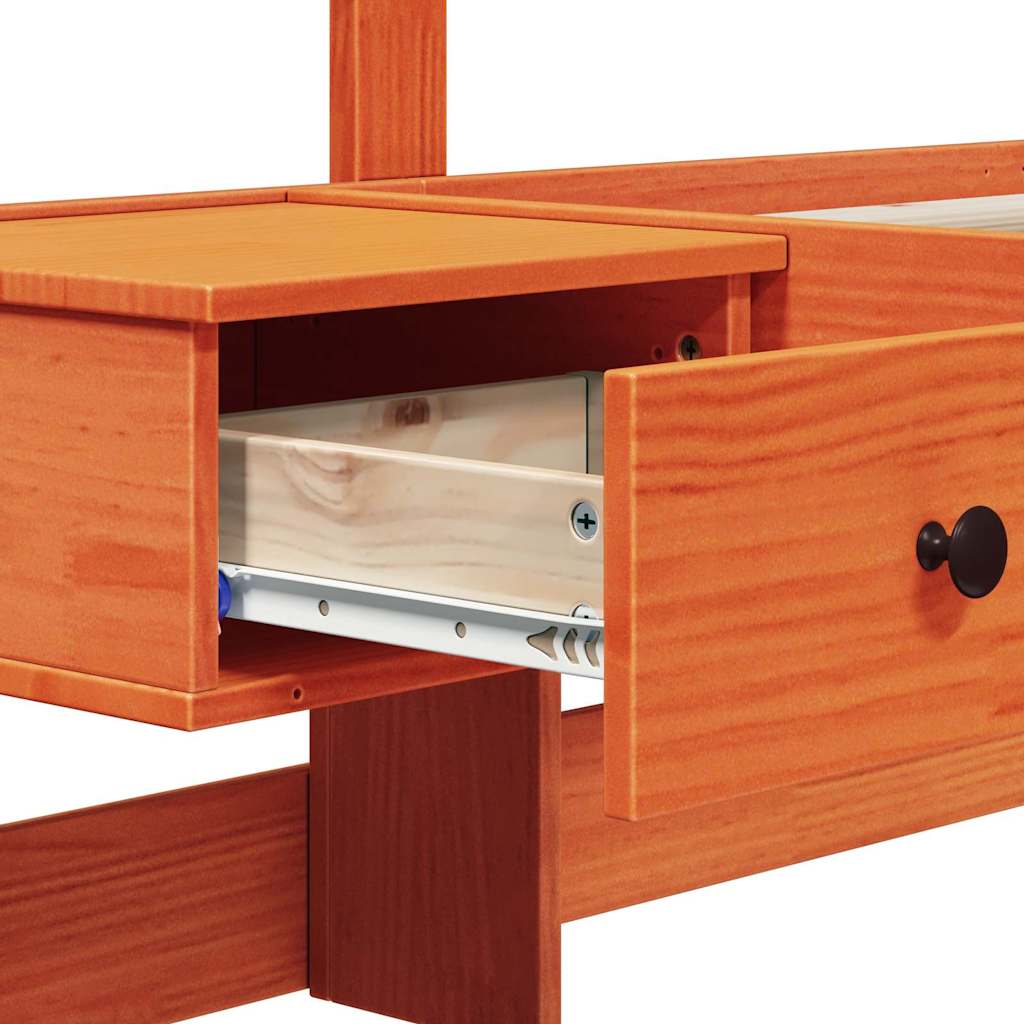 Bedframe met hoofdeinde Bruin 150 x 200 cm Massief grenenhout is nu te koop bij PeponiXL, paradijselijk wonen!