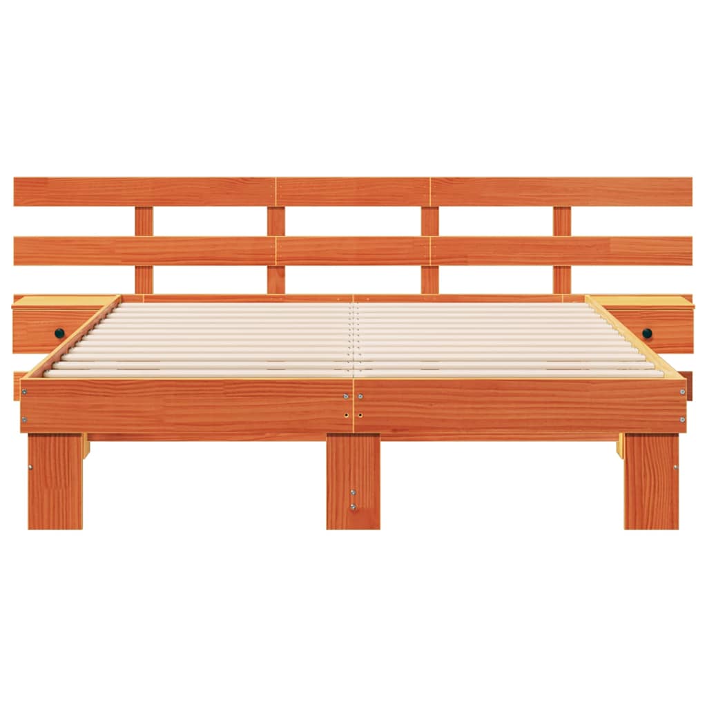 Bedframe met hoofdeinde Bruin 150 x 200 cm Massief grenenhout is nu te koop bij PeponiXL, paradijselijk wonen!