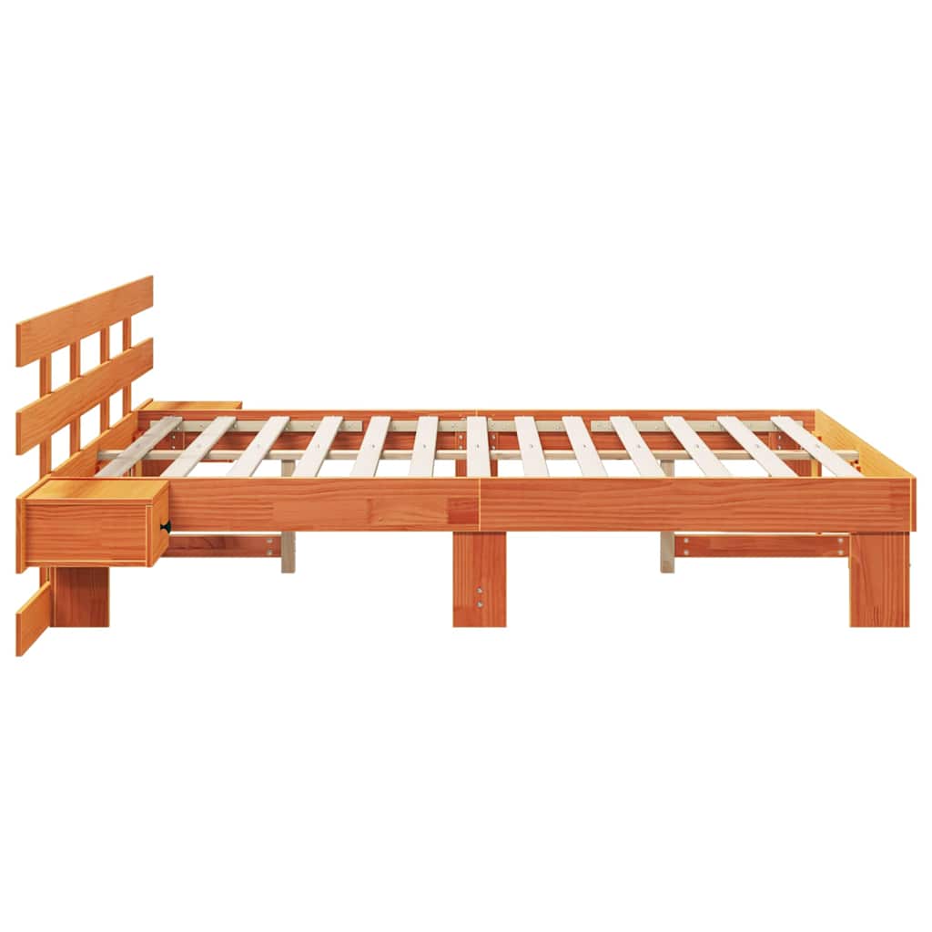 Bedframe met hoofdeinde Bruin 150 x 200 cm Massief grenenhout is nu te koop bij PeponiXL, paradijselijk wonen!