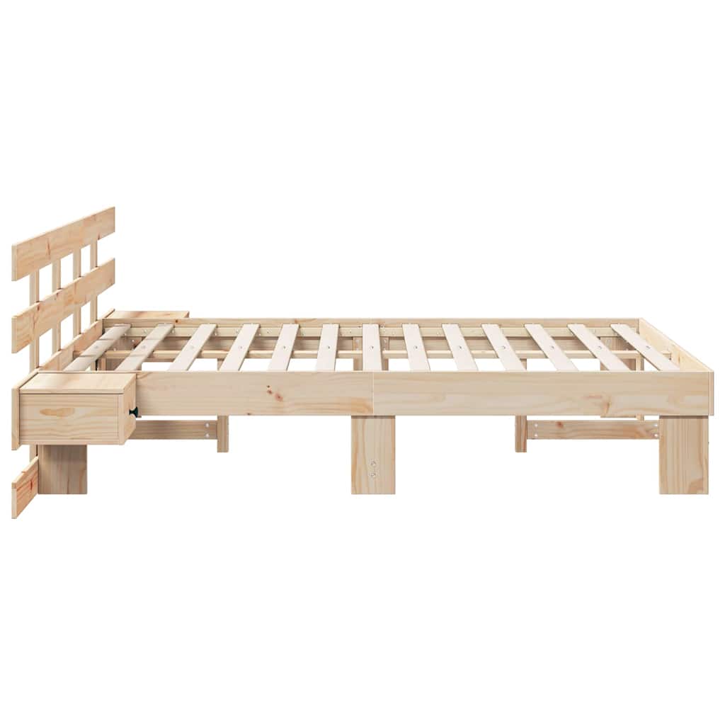 Bedframe met hoofdeinde Bruin 135 x 190 cm Massief grenenhout is nu te koop bij PeponiXL, paradijselijk wonen!