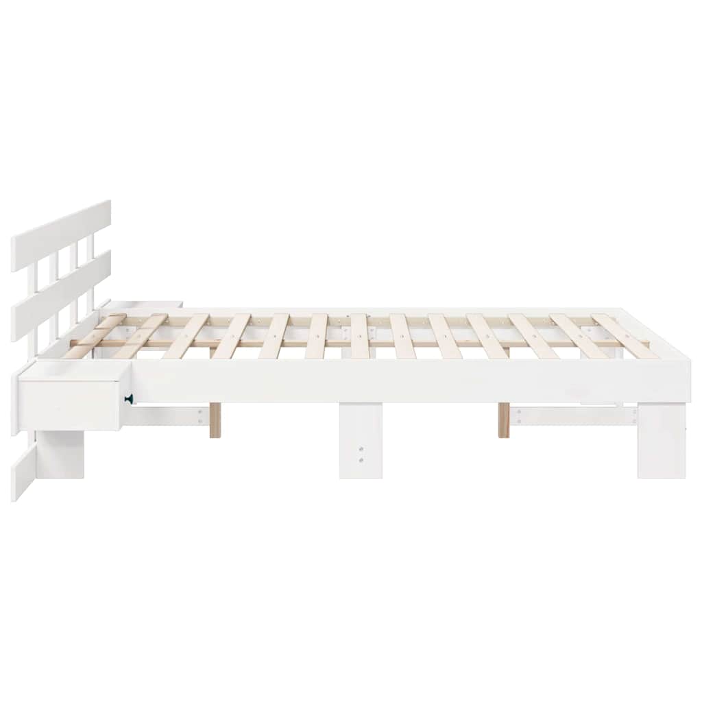 Bedframe met hoofdeinde Wit 135 x 190 cm Massief grenenhout is nu te koop bij PeponiXL, paradijselijk wonen!