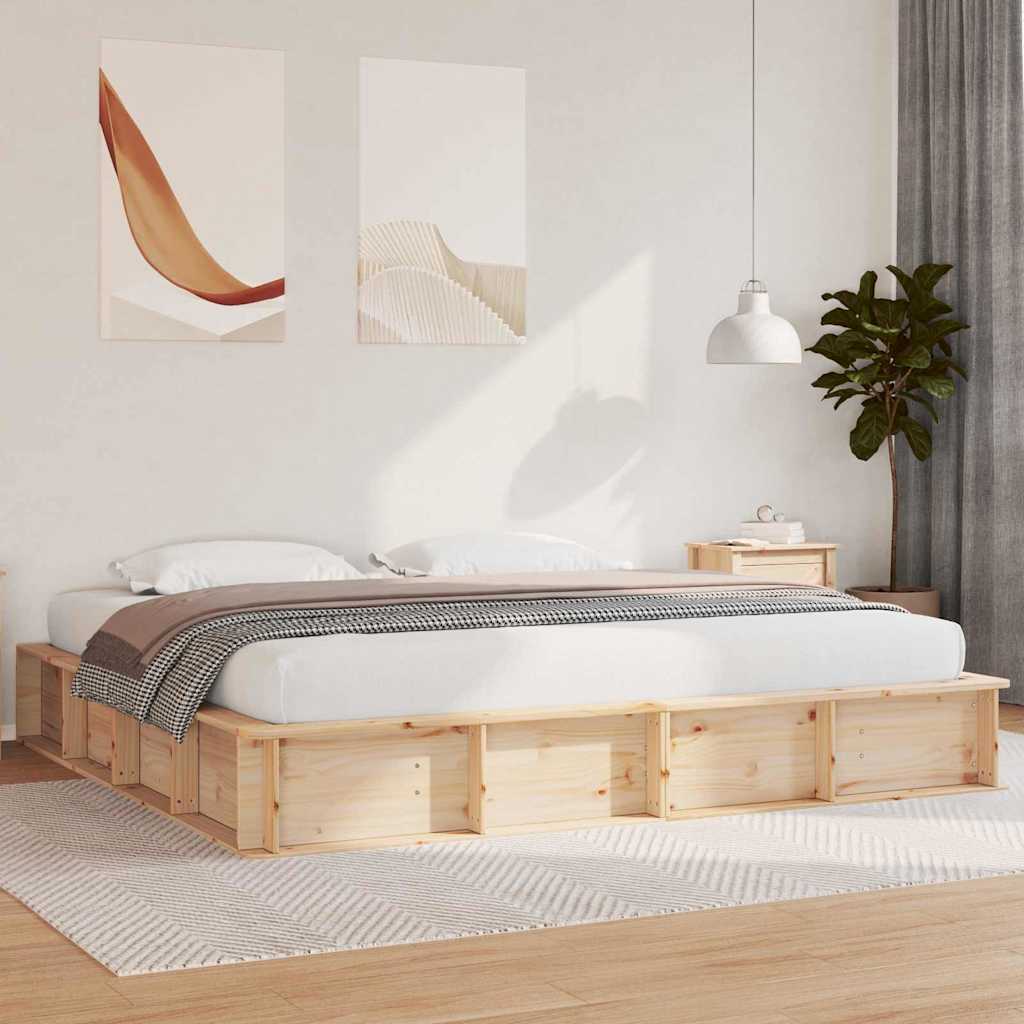 Bedframe Bruin 200 x 200 cm Massief grenenhout is nu te koop bij PeponiXL, paradijselijk wonen!
