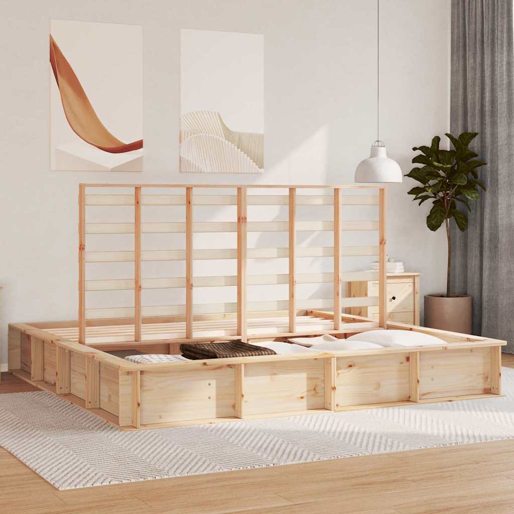 Bedframe Bruin 200 x 200 cm Massief grenenhout is nu te koop bij PeponiXL, paradijselijk wonen!