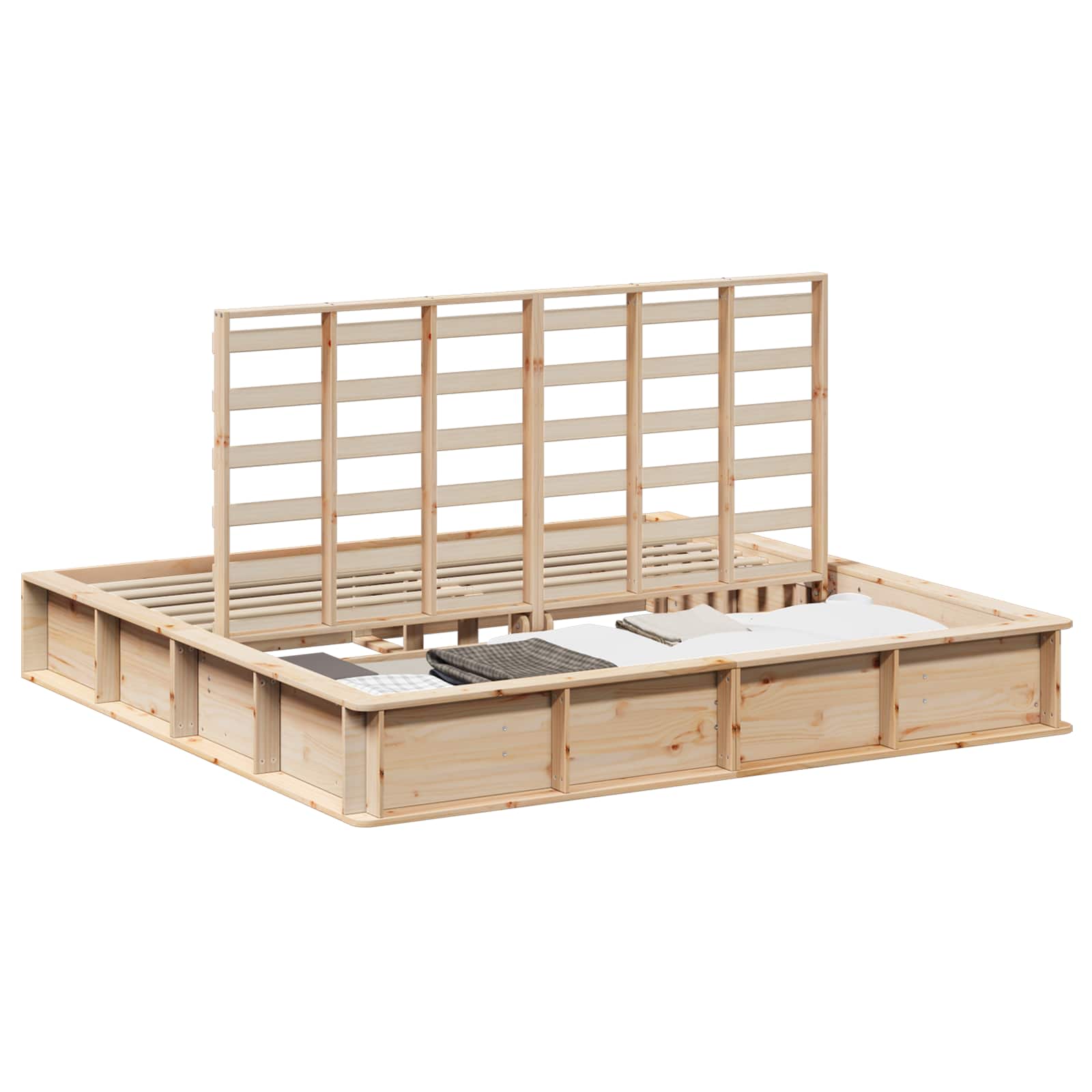 Bedframe Bruin 200 x 200 cm Massief grenenhout is nu te koop bij PeponiXL, paradijselijk wonen!