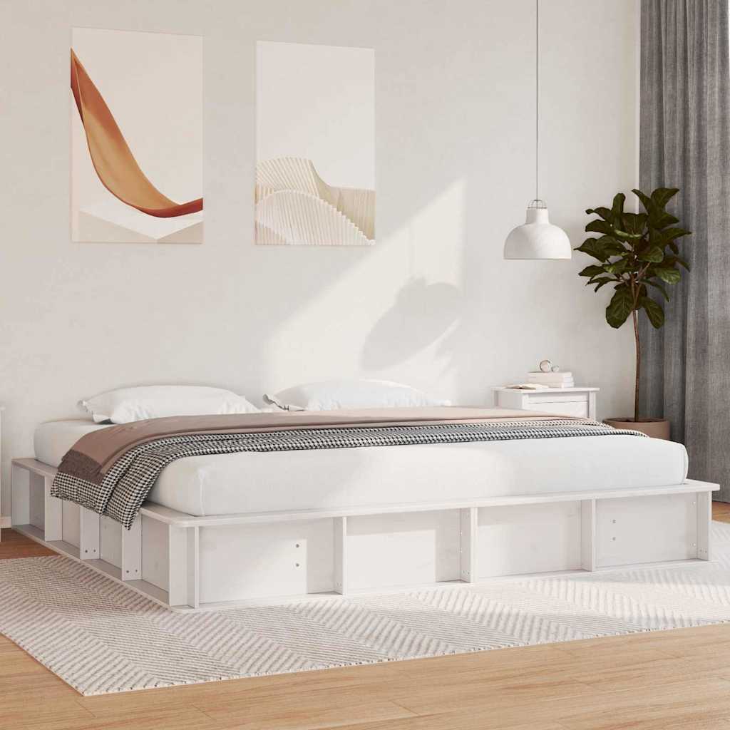 Bedframe Wit 200 x 200 cm Massief grenenhout is nu te koop bij PeponiXL, paradijselijk wonen!