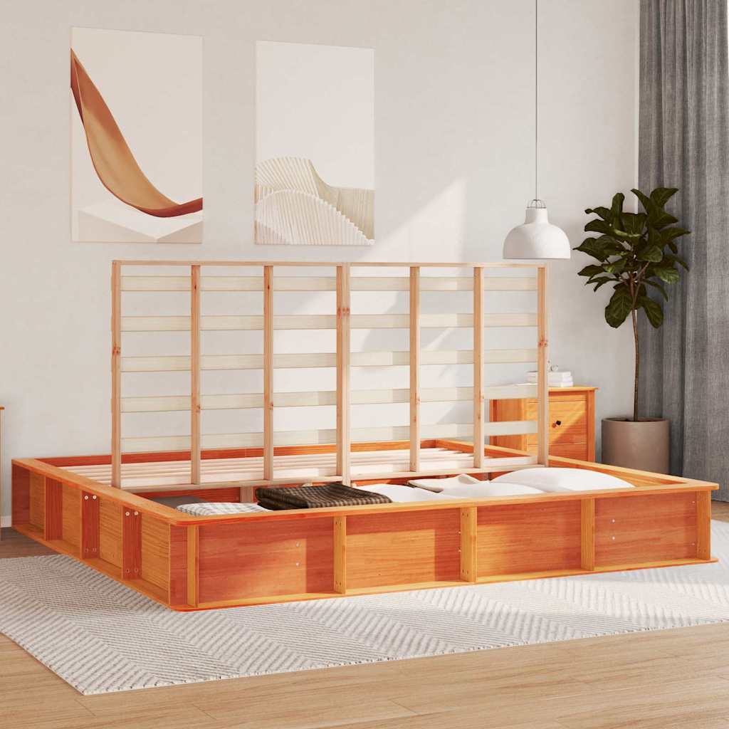 Bedframe Wasbruin 200 x 200 cm Massief grenenhout is nu te koop bij PeponiXL, paradijselijk wonen!