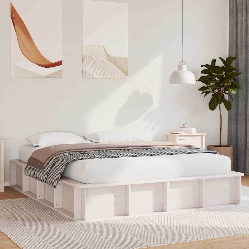 Bedframe Wit 160 x 200 cm Massief grenenhout is nu te koop bij PeponiXL, paradijselijk wonen!