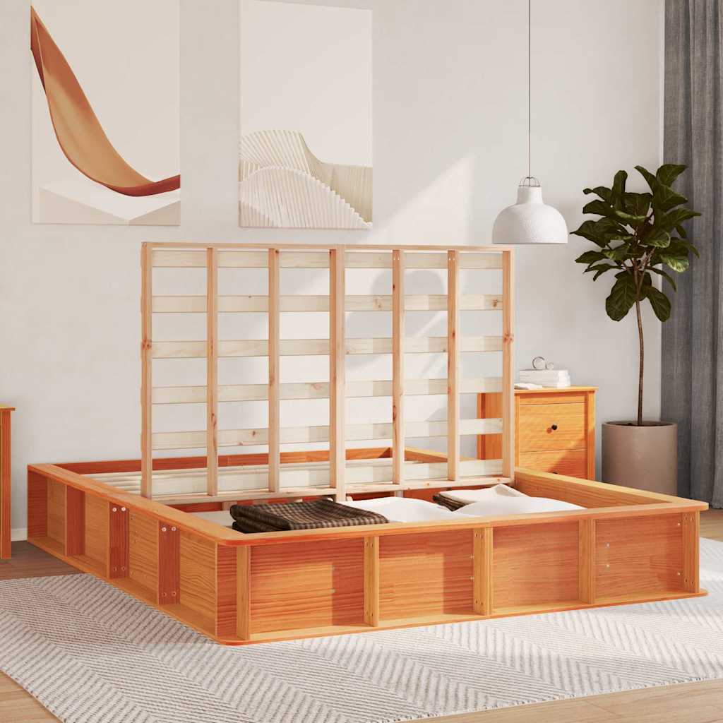 Bedframe Wasbruin 160 x 200 cm Massief grenenhout is nu te koop bij PeponiXL, paradijselijk wonen!