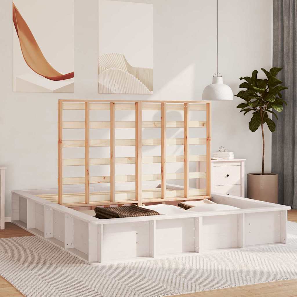Bedframe Wit 150 x 200 cm Massief grenenhout is nu te koop bij PeponiXL, paradijselijk wonen!