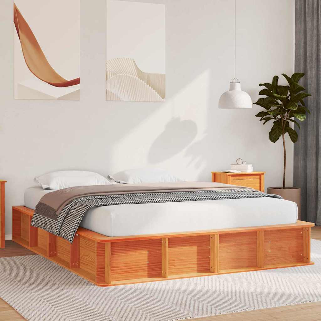 Bedframe Wasbruin 150 x 200 cm Massief grenenhout is nu te koop bij PeponiXL, paradijselijk wonen!