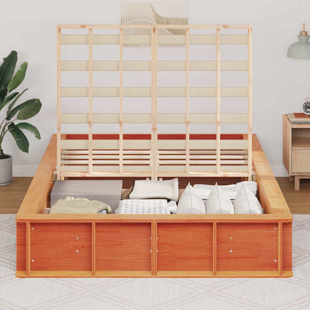 Bedframe Wasbruin 140 x 190 cm Massief grenenhout is nu te koop bij PeponiXL, paradijselijk wonen!