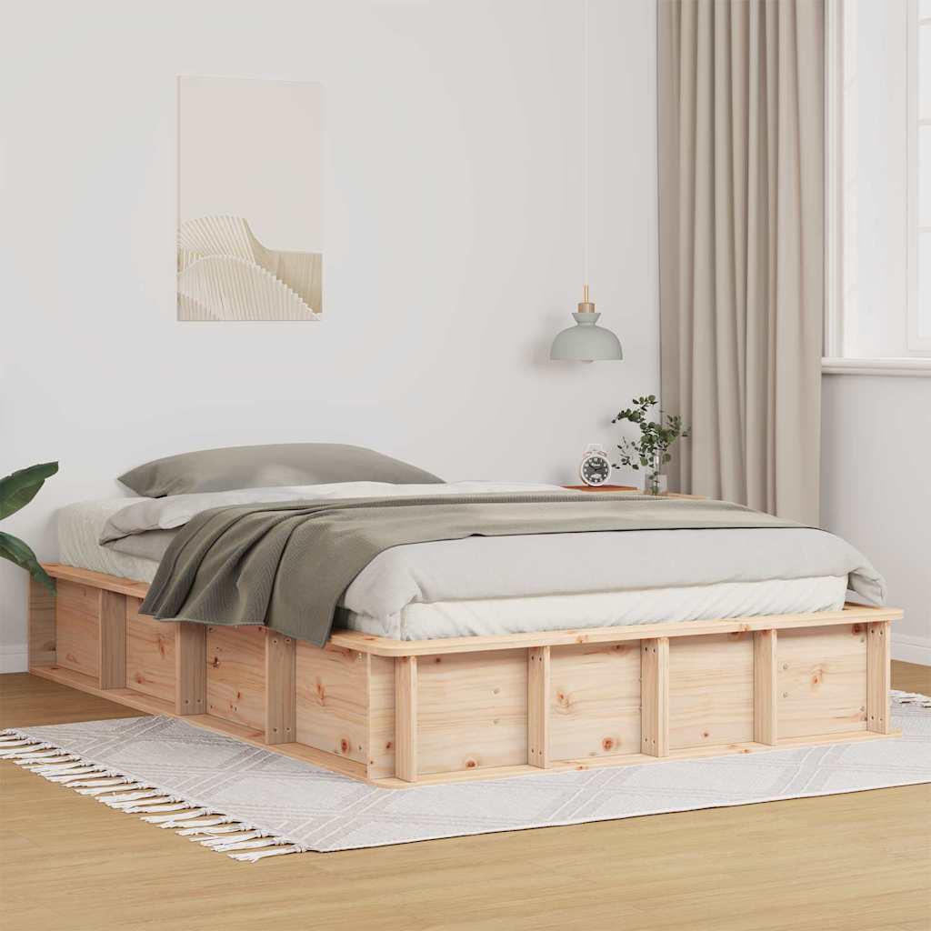 Bedframe Bruin 135 x 190 cm Massief grenenhout is nu te koop bij PeponiXL, paradijselijk wonen!