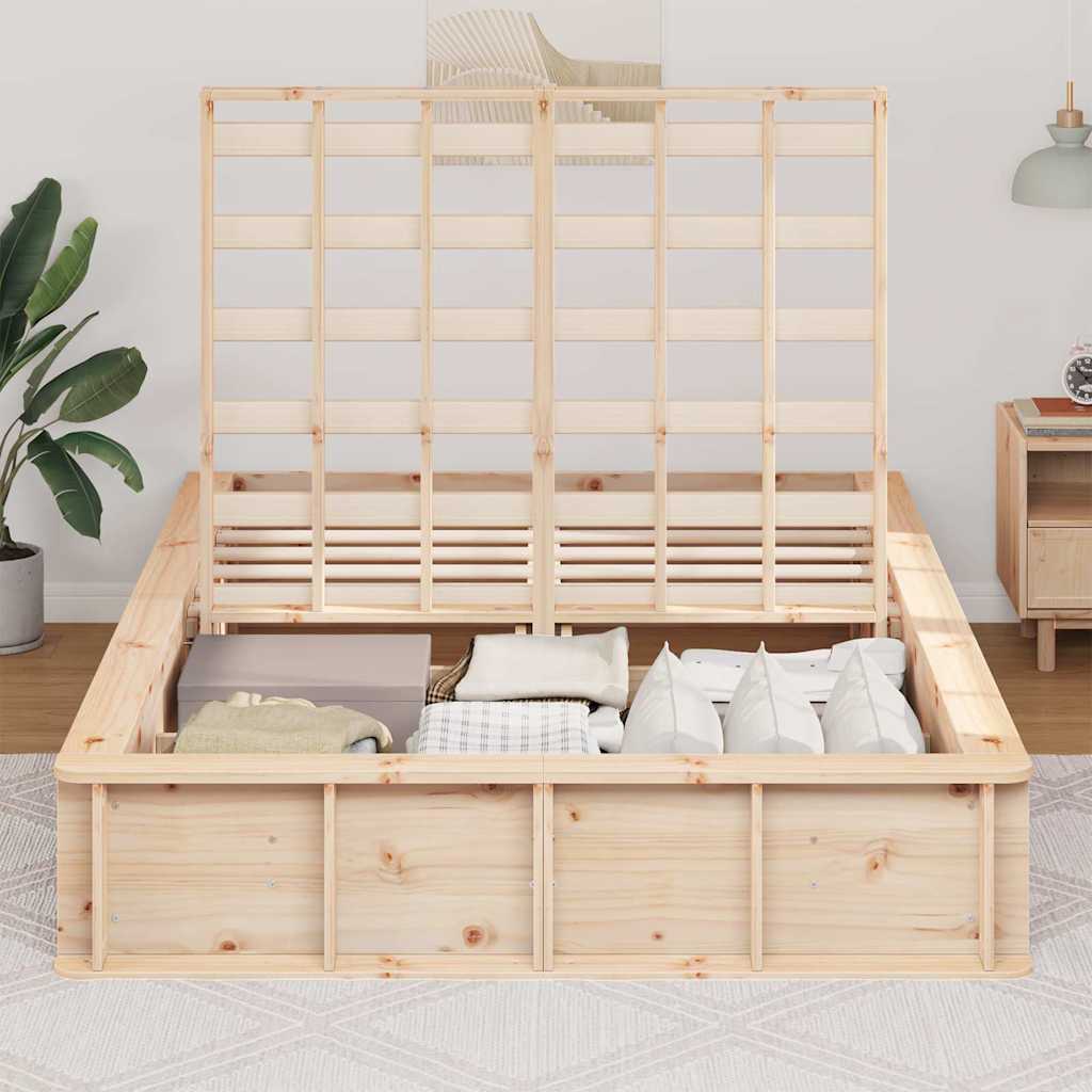 Bedframe Bruin 135 x 190 cm Massief grenenhout is nu te koop bij PeponiXL, paradijselijk wonen!