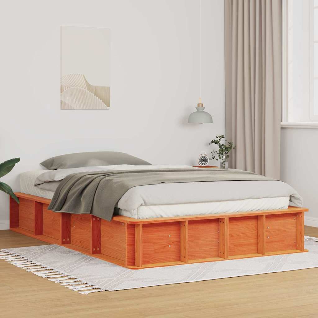 Bedframe Wasbruin 135 x 190 cm Massief grenenhout is nu te koop bij PeponiXL, paradijselijk wonen!