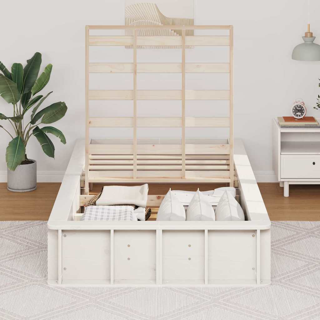 Bedframe Wit 90 x 190 cm Massief grenenhout is nu te koop bij PeponiXL, paradijselijk wonen!