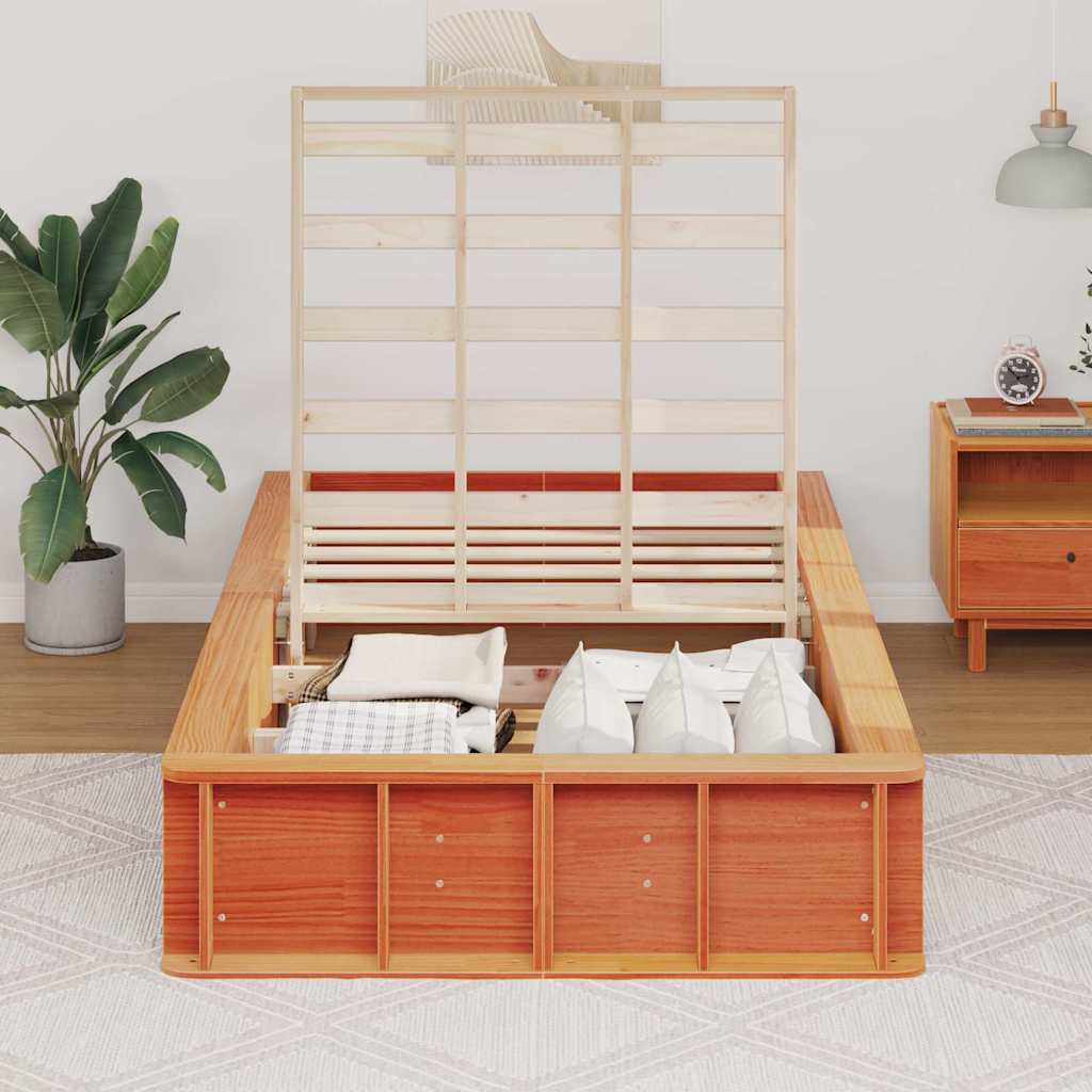 Bedframe Wasbruin 90 x 190 cm Massief grenenhout is nu te koop bij PeponiXL, paradijselijk wonen!