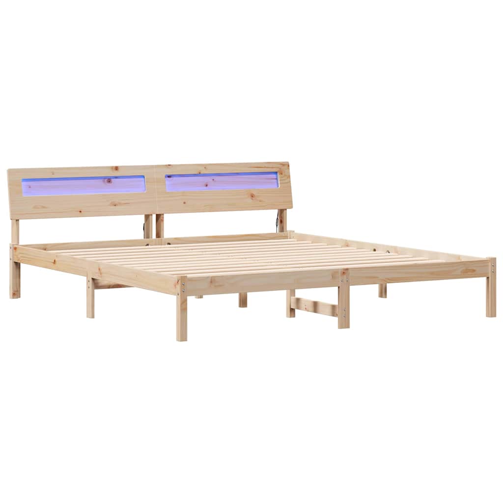 Bedframe met hoofdeinde Bruin 200 x 200 cm Massief grenenhout is nu te koop bij PeponiXL, paradijselijk wonen!