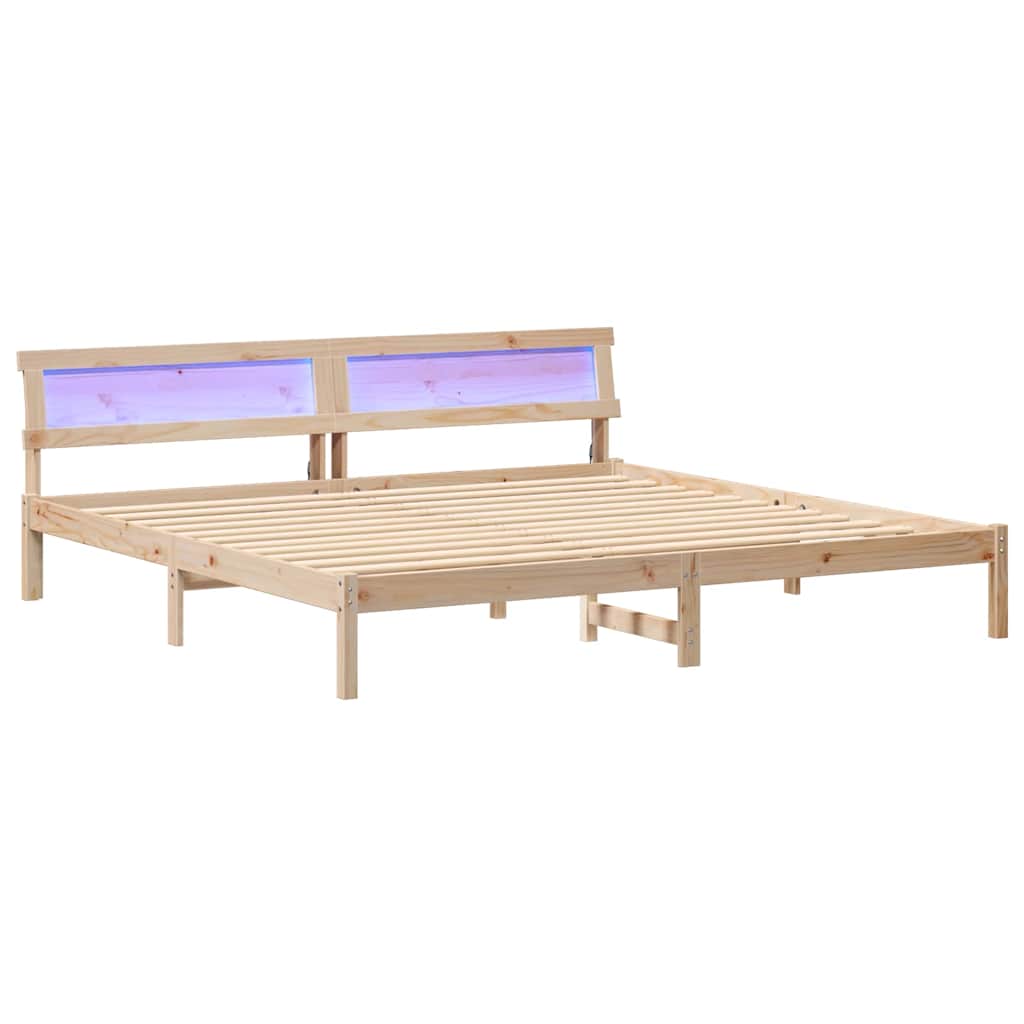 Bedframe met hoofdeinde Bruin 200 x 200 cm Massief grenenhout is nu te koop bij PeponiXL, paradijselijk wonen!