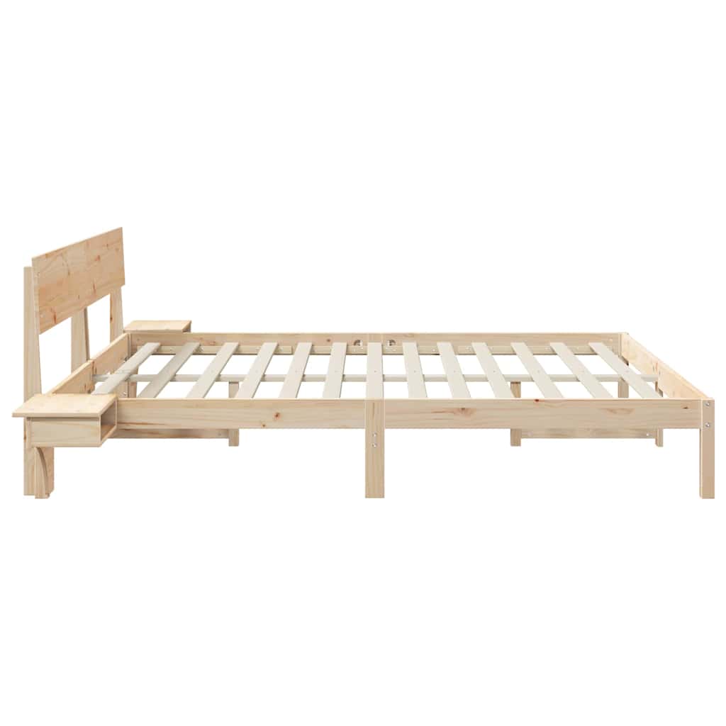 Bedframe met hoofdeinde Bruin 200 x 200 cm Massief grenenhout is nu te koop bij PeponiXL, paradijselijk wonen!