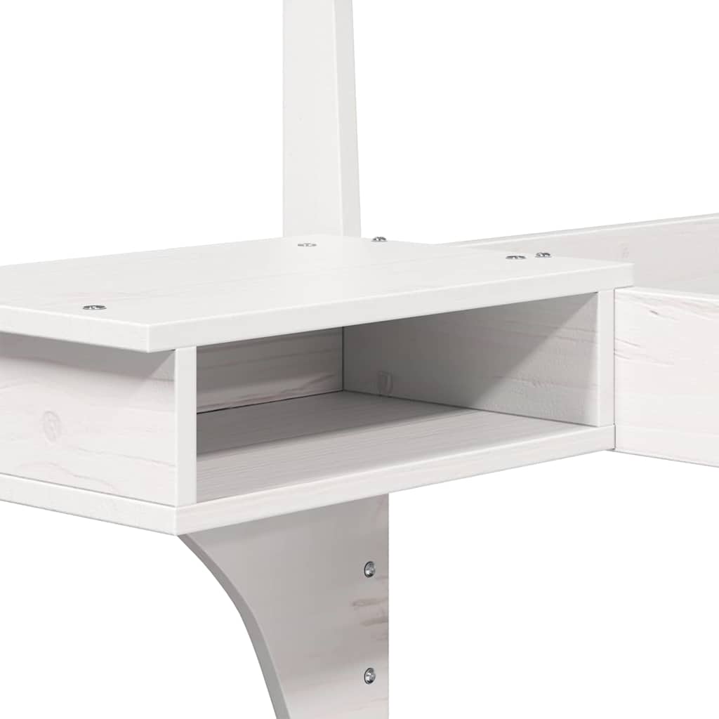 Bedframe met hoofdeinde Wit 200 x 200 cm Massief grenenhout is nu te koop bij PeponiXL, paradijselijk wonen!