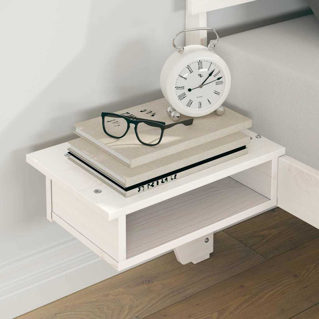 Bedframe met hoofdeinde Wit 200 x 200 cm Massief grenenhout is nu te koop bij PeponiXL, paradijselijk wonen!