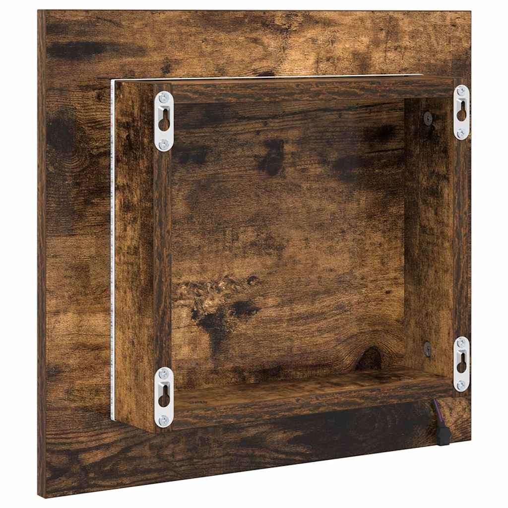 LED Badkamer Spiegel met spiegel Gerookt eiken 40 x 37 x 8.5 cm is nu te koop bij PeponiXL, paradijselijk wonen!