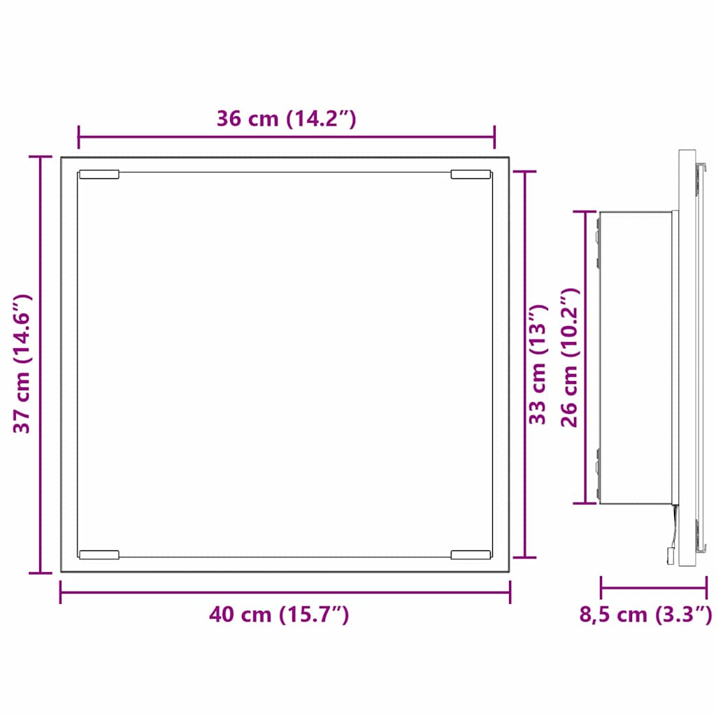 LED Badkamer Spiegel met spiegel Gerookt eiken 40 x 37 x 8.5 cm is nu te koop bij PeponiXL, paradijselijk wonen!